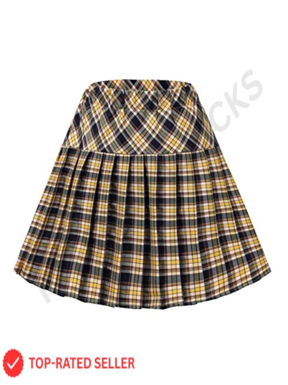 Women's Pleated Mini Skirt with Elastic Waist A-Line Pull-On